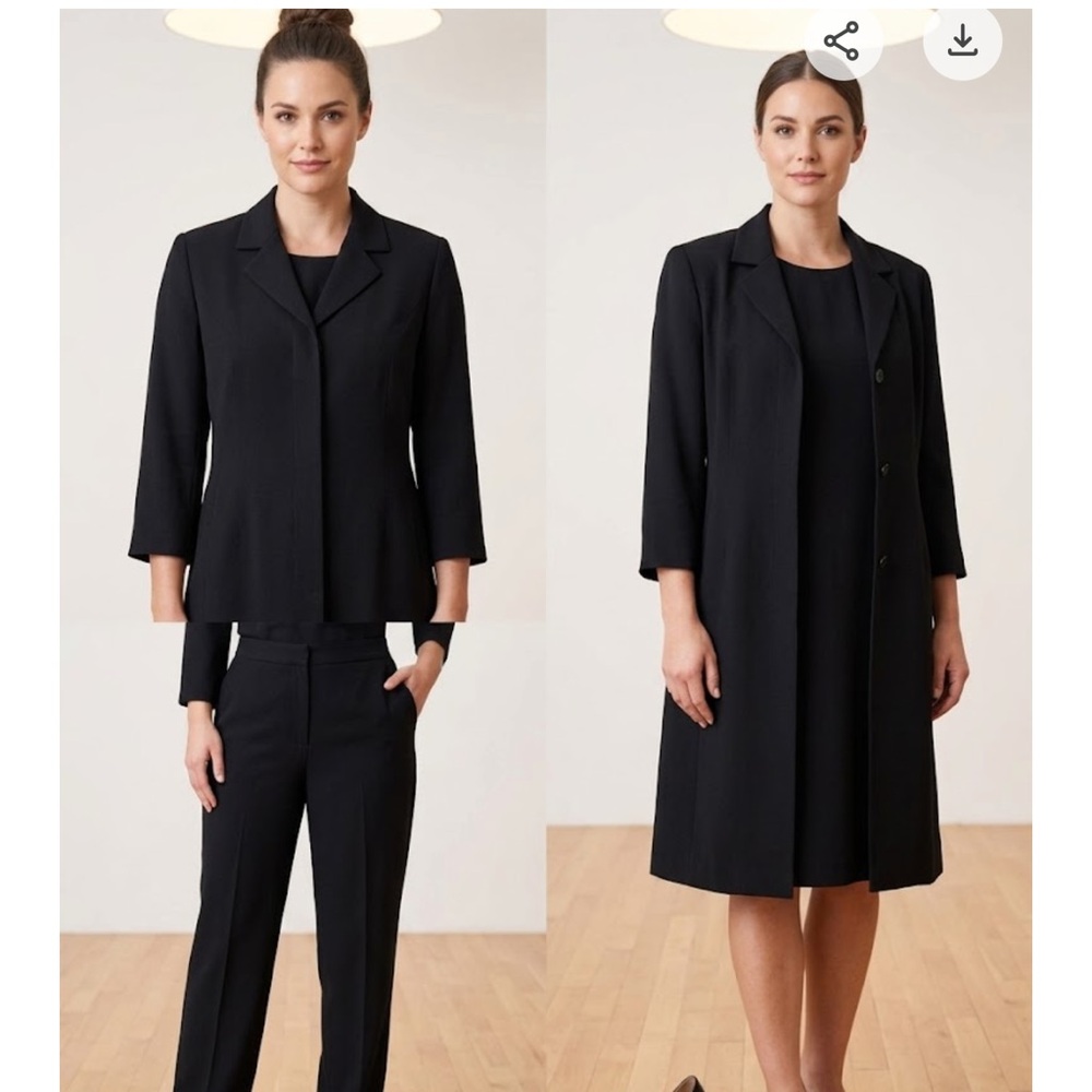 Three-Piece Black Women's Suit Set - Jacket, Pants , Dress